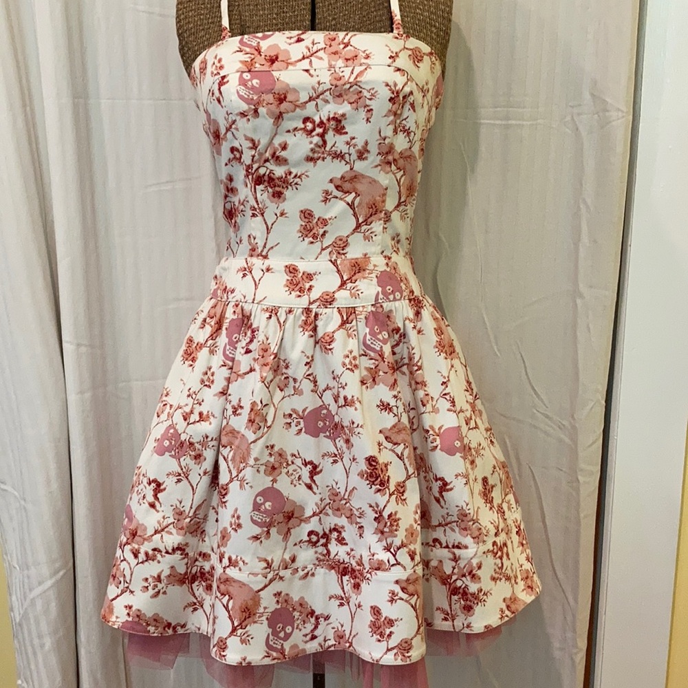 Betsey Johnson Floral Skulls Party Dress